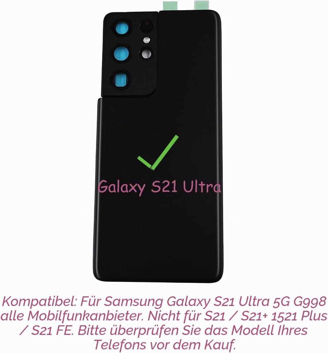 Galaxy S21 Ultra Back Cover Glas Ersatz + Gratis Reparaturwerkzeug für Galaxy S21 Ultra 5G G998U Geh