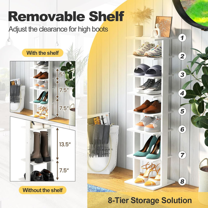 GIANTEX Schuhregal mit 8 Ebenen Schschrank Holz Schuhständer vertikal platzsparend Schuh-Organizer L