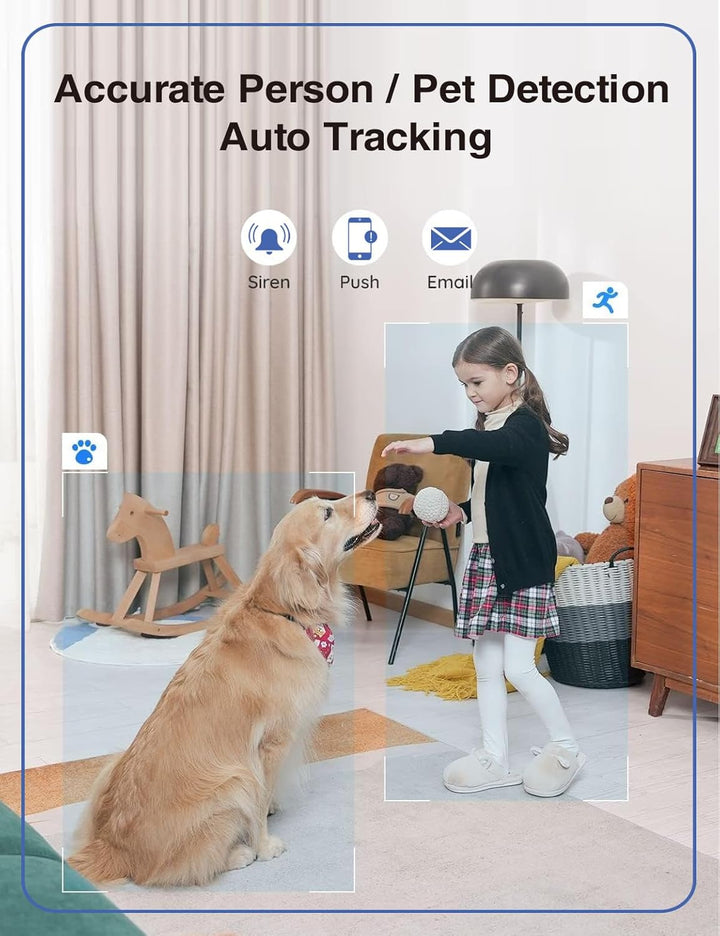 2,4 G Überwachungskamera für den Innenbereich, 4 MP Überwachungskameras für Haustiere mit Telefon-Ap