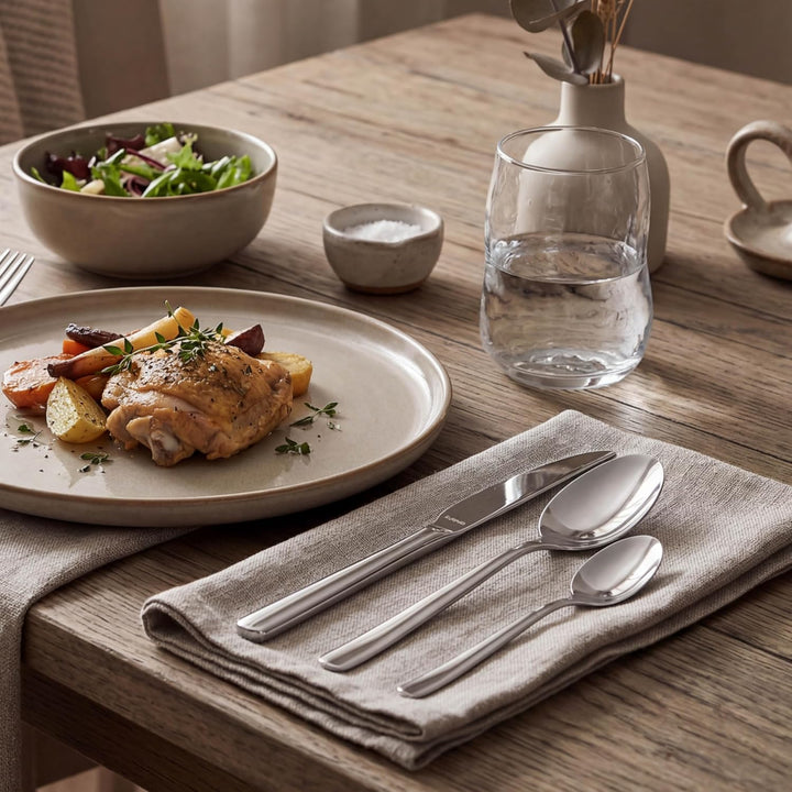 Kuppels Lana Besteck Set 12 Personen, 60-teilig - Silber | Besteckset, 18/10 Rostfrei Edelstahl, Mes