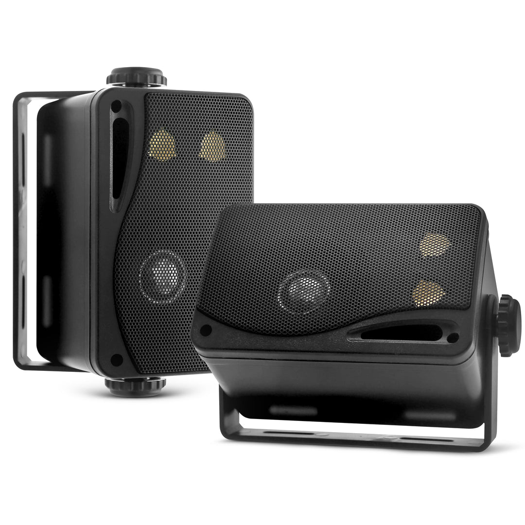 Pyle Aussenlautsprecher 3.5" Schwarz – 200W Wandlautsprecher wetterfest für Aussenbereich Marinegeei