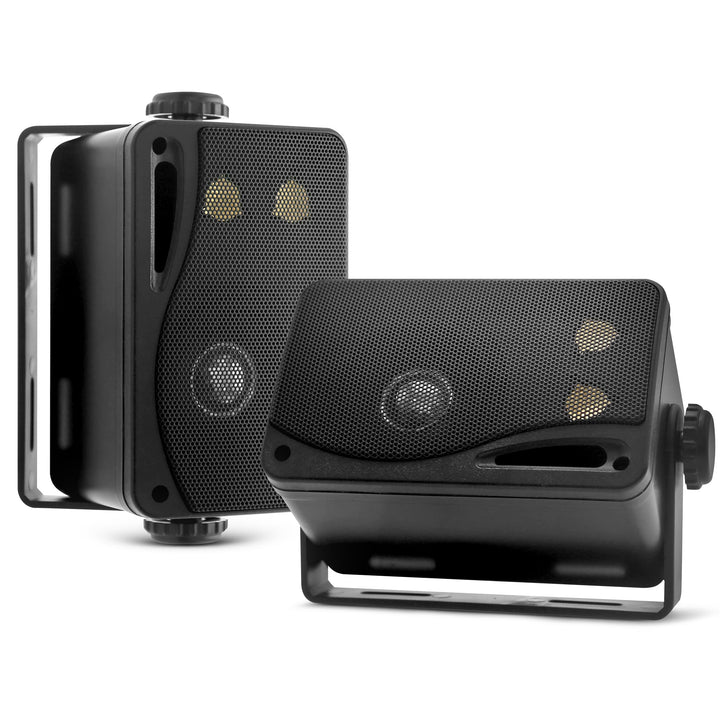 Pyle Aussenlautsprecher 3.5" Schwarz – 200W Wandlautsprecher wetterfest für Aussenbereich Marinegeei