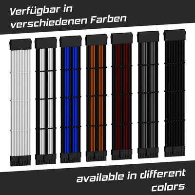 dcl24.de 30CM Sleeved Cable PC Extension Kit Schwarz-Orange für Netzteil, GPU/CPU, PSU Cable Extensi