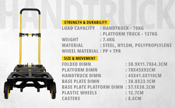 Stanley SXWTD-FT585 2-in-1 Sackkarre und Plattformwagen - Transportkarre max. 70KG - Transportwagen