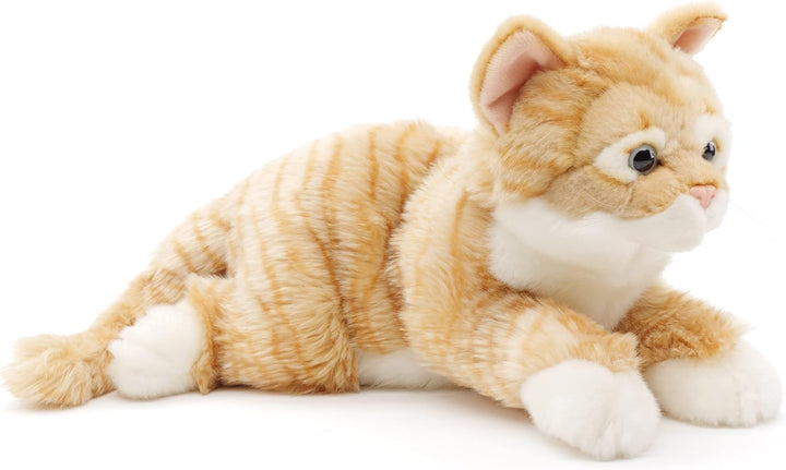 Uni-Toys - Katze mit getigertem Fell (rot-braun), liegend - 38 cm (Länge) - Plüsch-Kätzchen - Plüsch