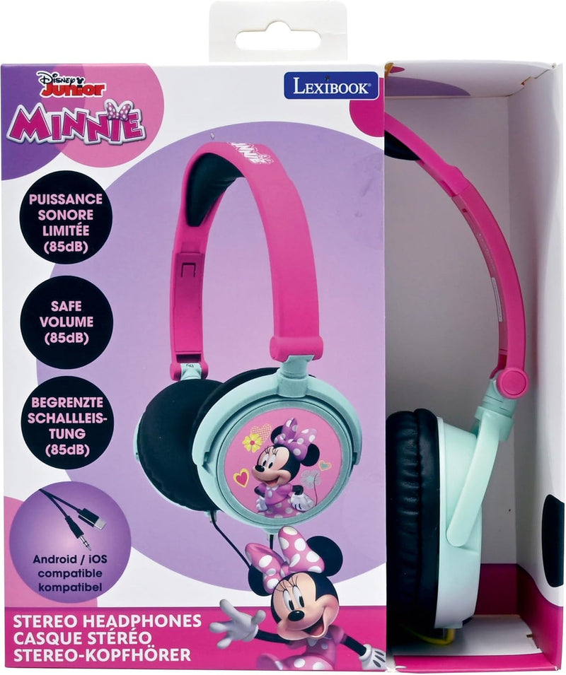 Lexibook Disney Junior Minnie Maus Stereokopfhörer, kinderfreundliche Kraft, faltbar und einstellbar