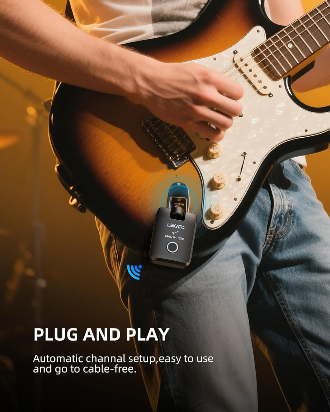 LEKATO Kabelloses Gitarrensystem mit Ladecase, Gitarren-Sender & Empfänger mit 18 Std. Spielzeit, wi