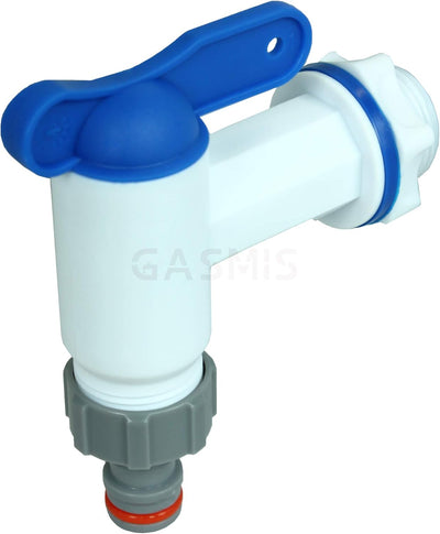 GASMIS Auslaufhahn für Regentonne, Kunststoff Ersatz-Hahn, Wasserhahn für Regenwassertonne, Regenfas