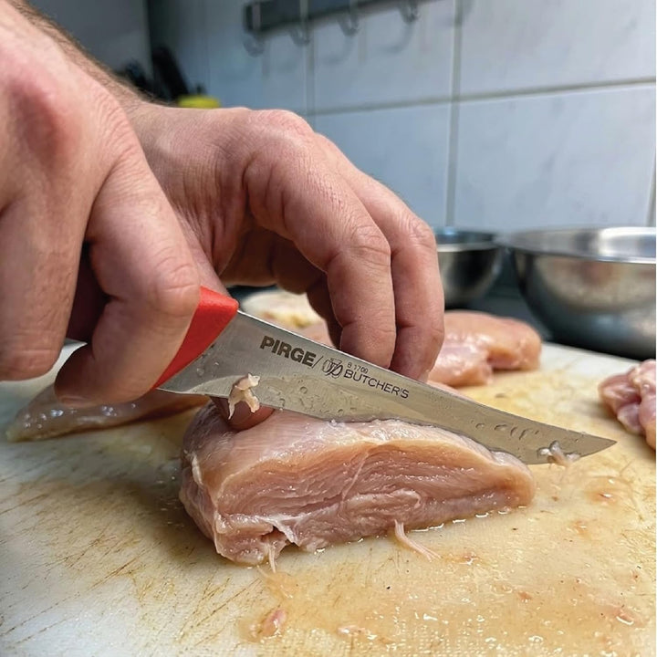 Pirge Butcher's Ausbeinmesser Profi Messer 12,5 cm Rot Schlachtermesser - Fleischermesser - Stechmes