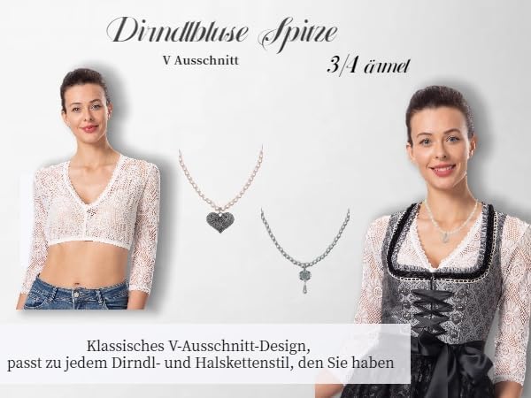 Dirndlwelle Dirndlbluse Damen Trachtenbluse Dirndl Bluse Damen Dirndlbluse Spitze Dirndlbluse weiss