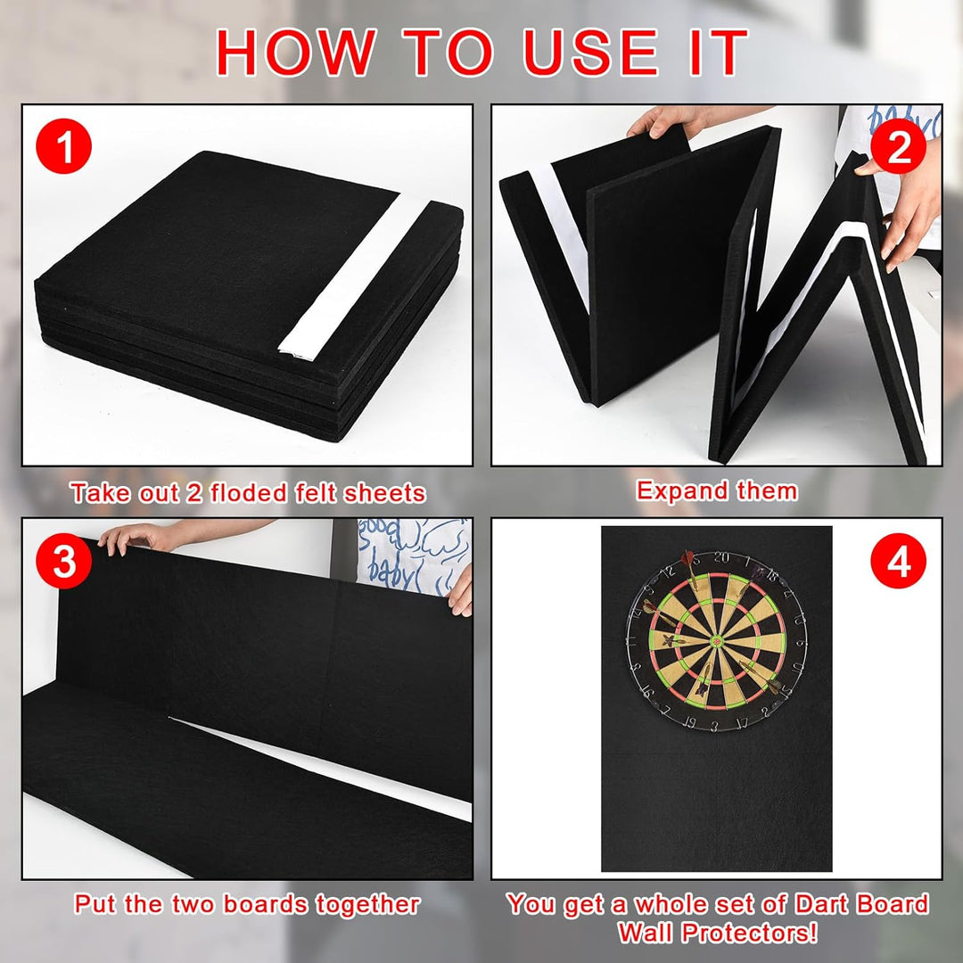Dartscheibe Wandschutz Schwarz 600×900×12mm – Dart Surround Schutzmatte, Selbstklebende Dartscheiben