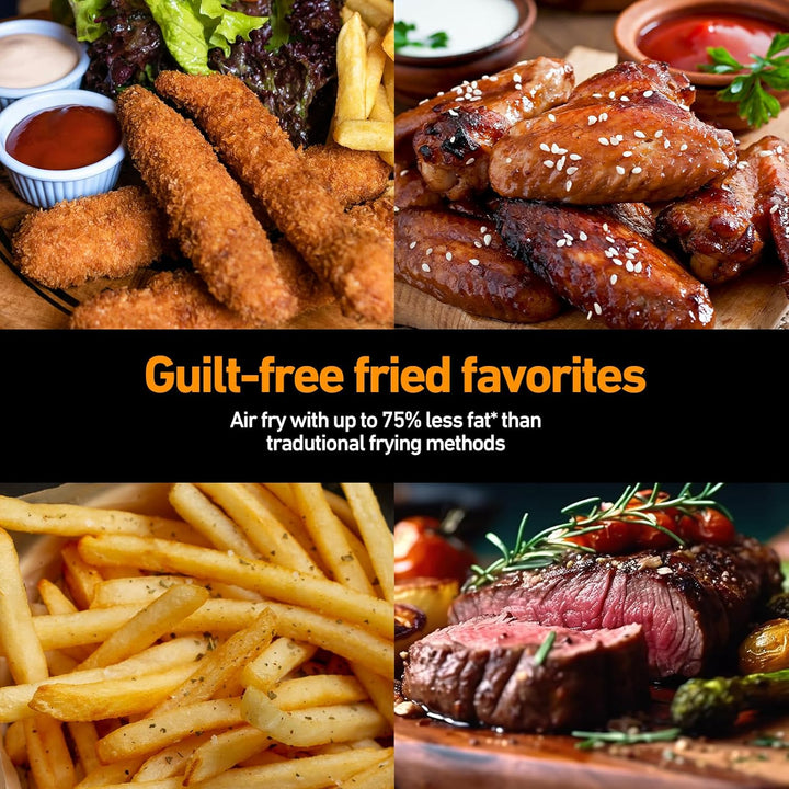 Dual-Zone Airfryer mit 9L Grosskapazität: 8-in-1 Kochfunktionen, geeignet für Airfrying, Braten, Ent