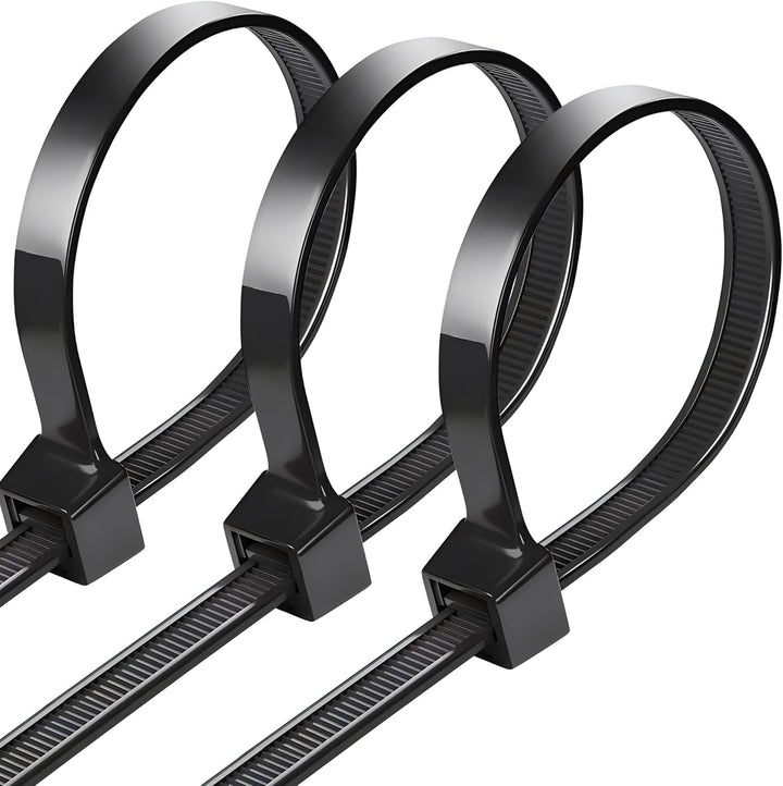 Kabelbinder Schwarz, Kabelbinder UV Beständig Ultra Stark mit 75 kg Zugfestigkeit, 100 Stück Schwarz
