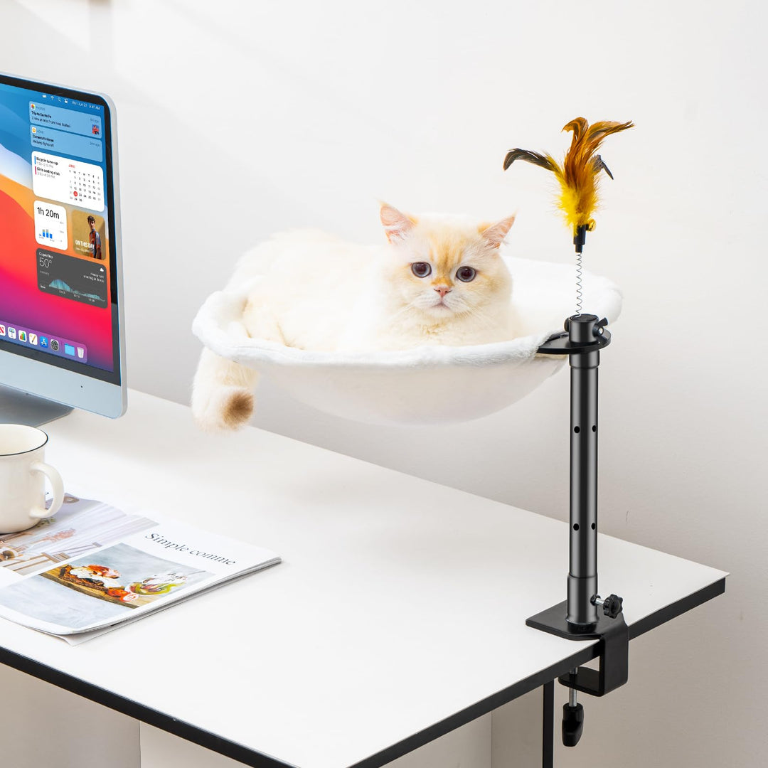 Uross Katzenbett für Schreibtisch - 360° drehbar & höhenverstellbar, weiches Katzenhängematte mit 2