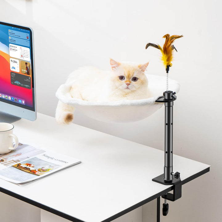 Uross Katzenbett für Schreibtisch - 360° drehbar & höhenverstellbar, weiches Katzenhängematte mit 2