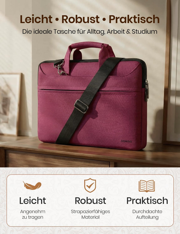 DOMISO 15-15,6 Zoll Wasserdicht Laptop Tasche Aktentasche Schultertasche Notebooktasche für 15.6" Le