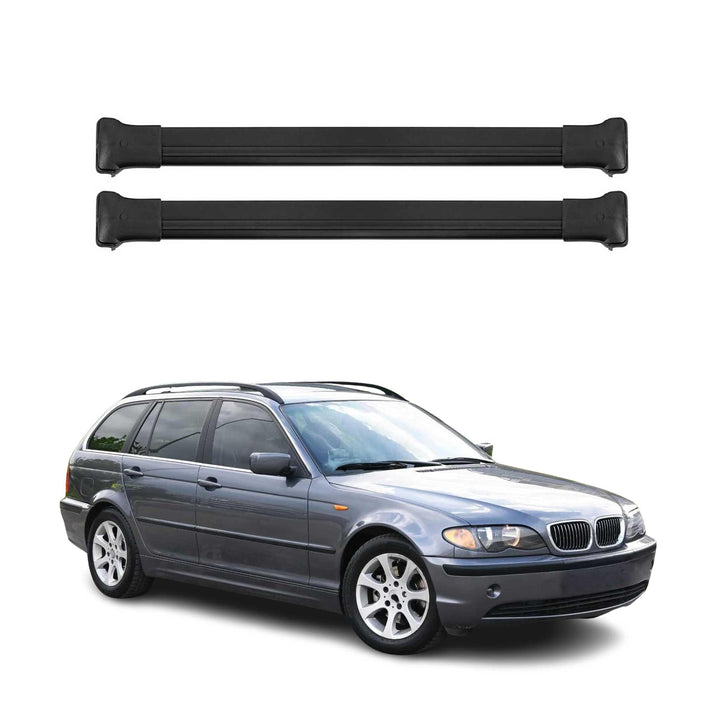 Dachträger Gepäckträger kompatibel mit BMW 3er Touring E46 1999-2007 Aluminium Schwarz 3er Touring 1