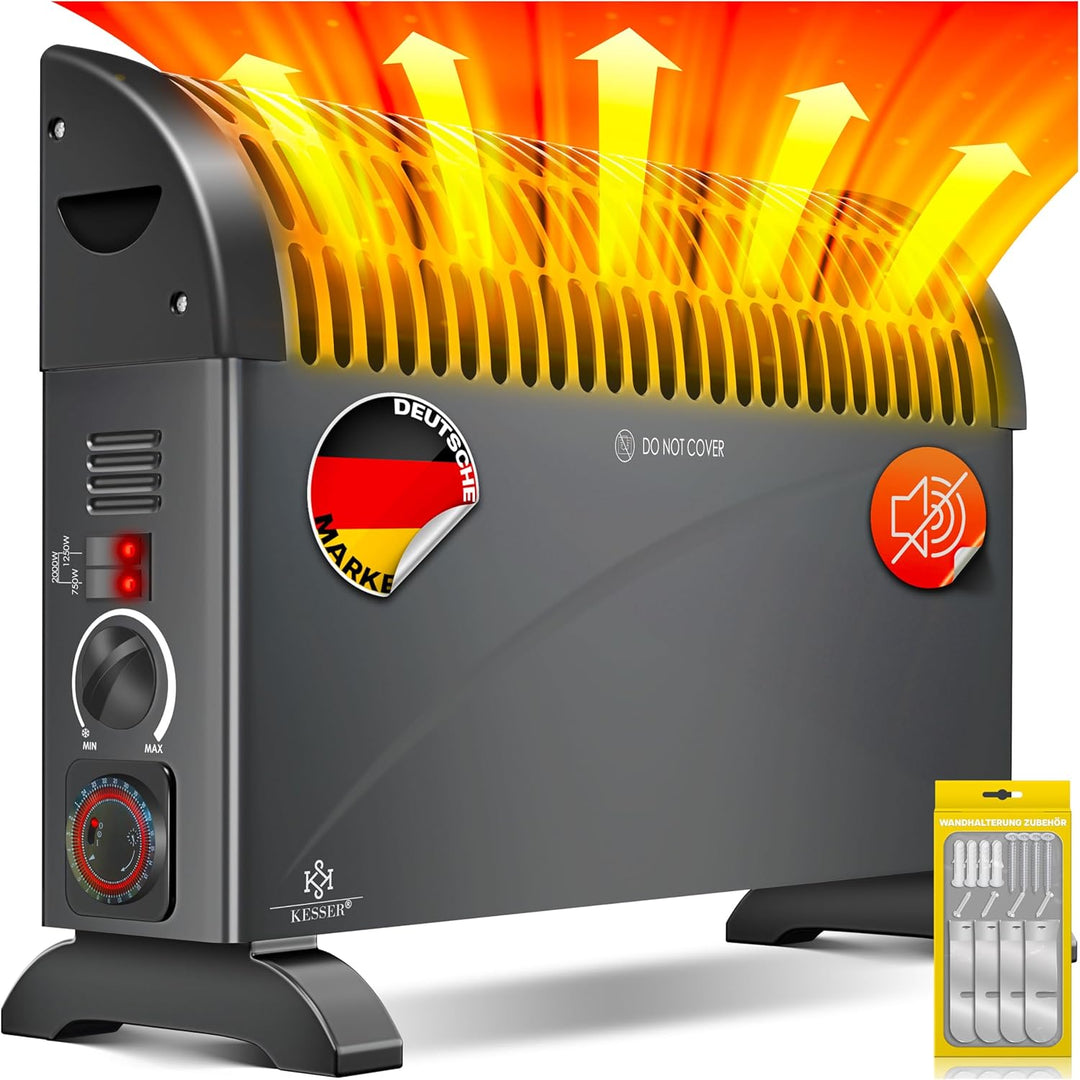KESSER Konvektor 2000 Watt Heizgerät, 24h Timer | mit Frostwächter | stufenlose Thermosteuerung | Tu