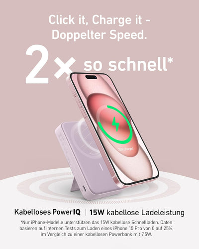 Anker MagGo Power Bank, Qi2-zertifiziertes 15W schnelles MagSafe-kompatibles mobiles Ladegerät, 10.0