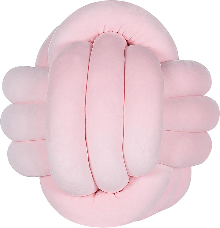 Modernes Knoten-Ball Dekokissen Samtstoff rosa rund 30 x 30 cm Malni