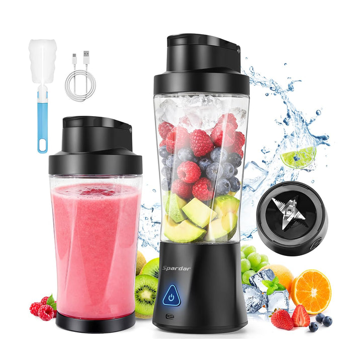 Smoothie Maker to go, 700 ml Portable Blender, 6000 mAh, Selbstreinigungsfunktion, Inklusive 6 Schar