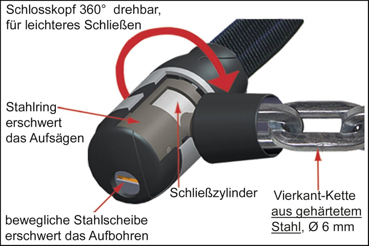 Security Plus Fahrradschloss Reflex-Kettenschloss RKS 140