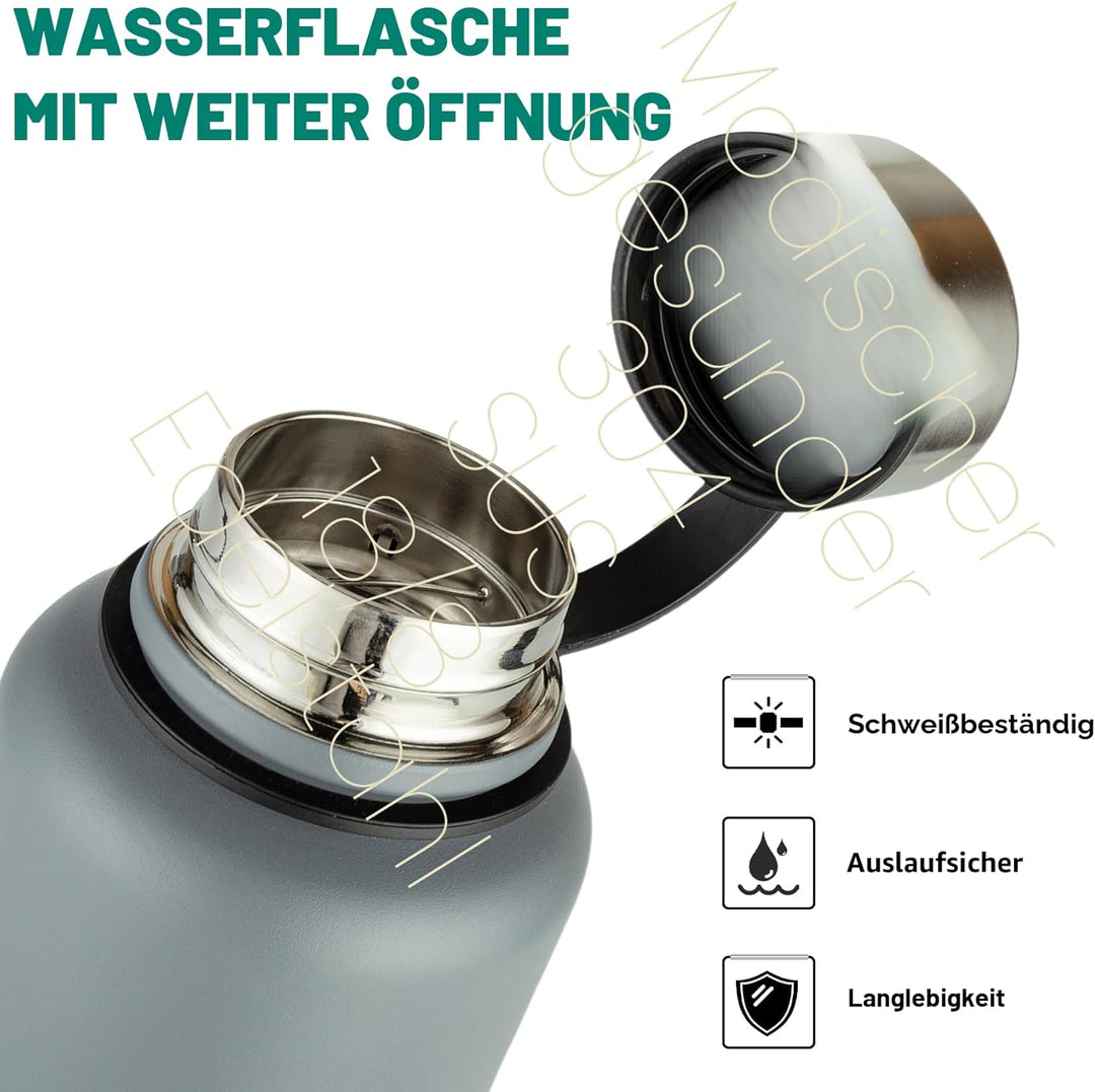 1,5 L Metall Edelstahl Trinkflasche Vakuum Flasche, Auslaufsicher Wasserflasche, BPA-Frei - Thermosf