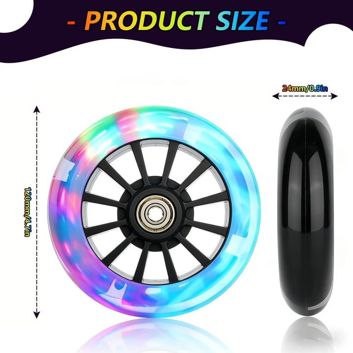 Leuchtende Stunt Scooter Räder 120 mm,2 Stück Stunt Scooter Reifen mit LED-Blinklicht,Leuchtende Stu