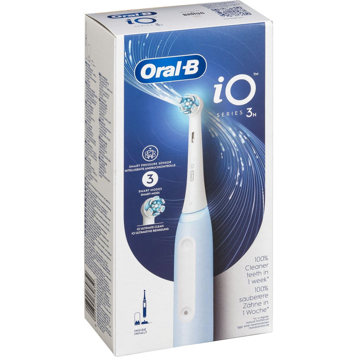 Braun Oral-B iO 3N Elektrische Zahnbürste, Blau, 1 Bürste Blau 1 Unité (Lot de 1), Blau 1 Unité (Lot