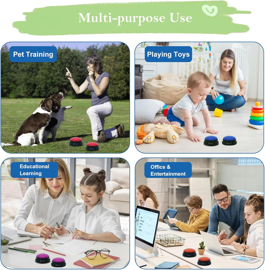 Gelabur Set von 8 Hunde-Tasten für die Kommunikation, Sprachaufzeichnbare Taste, Hunde Training spre