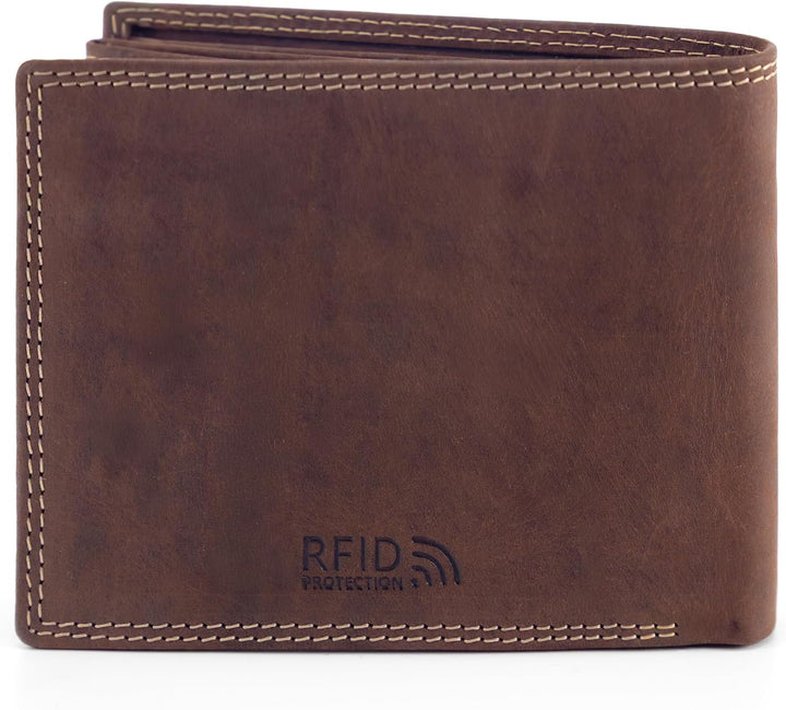 Fa.Volmer ® Leder Geldbörse Herren mit RFID-Schutz - geöltes Büffelleder, extra-stabile Doppelnaht,