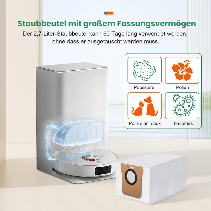 27 Stück Zubehör für Xiaomi X20 Max / X20 Pro Saugroboter, 2 Hauptbürste, 6 Staubbeutel, 8 Wischpad,