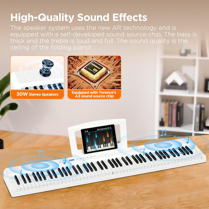 TERENCE 30W Pianoforte digitale Il pianoforte elettronico pieghevole più sottile e leggero Tastiera