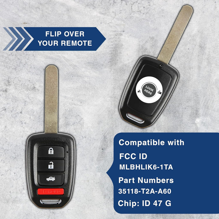 KeylessOption Schlüsselloser Funkschlüssel für Honda Accord Civic 2016–2019 MLBHLIK6–1TA