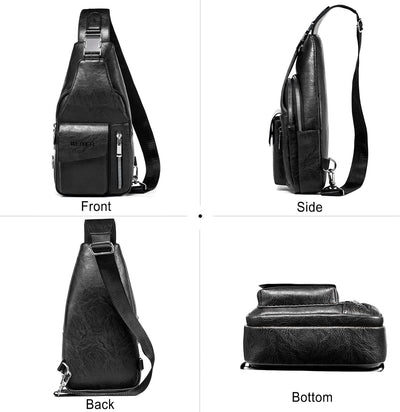 FANDARE Retro Brusttasche Ultraleicht Sling Bag Geschäft Umhängetasche für Herren Schultertasche Out