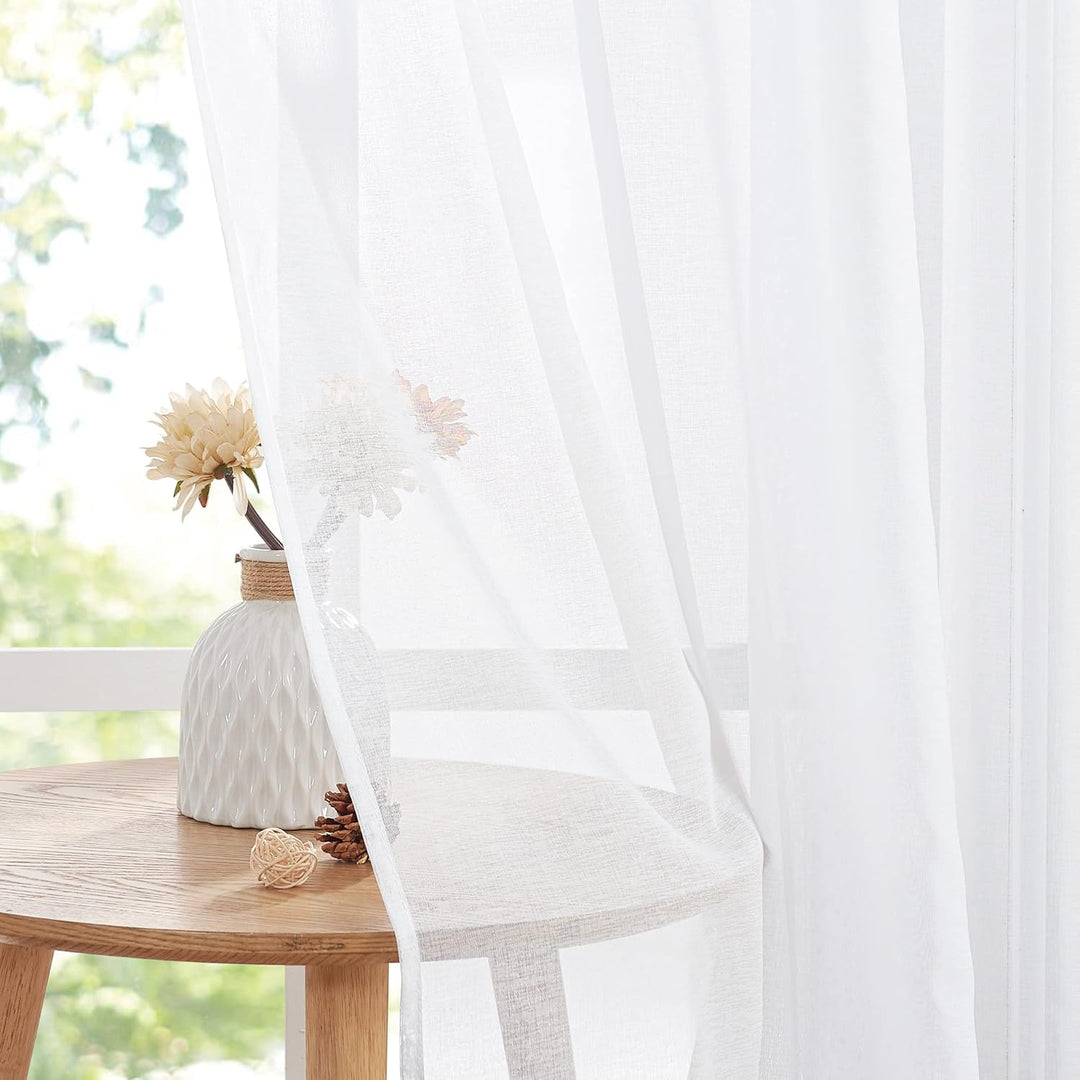 PONY DANCE Outdoorgardinen Weiss Transparent 1 Stück Balkon Vorhang Wasserabweisend Leinenoptik Gard