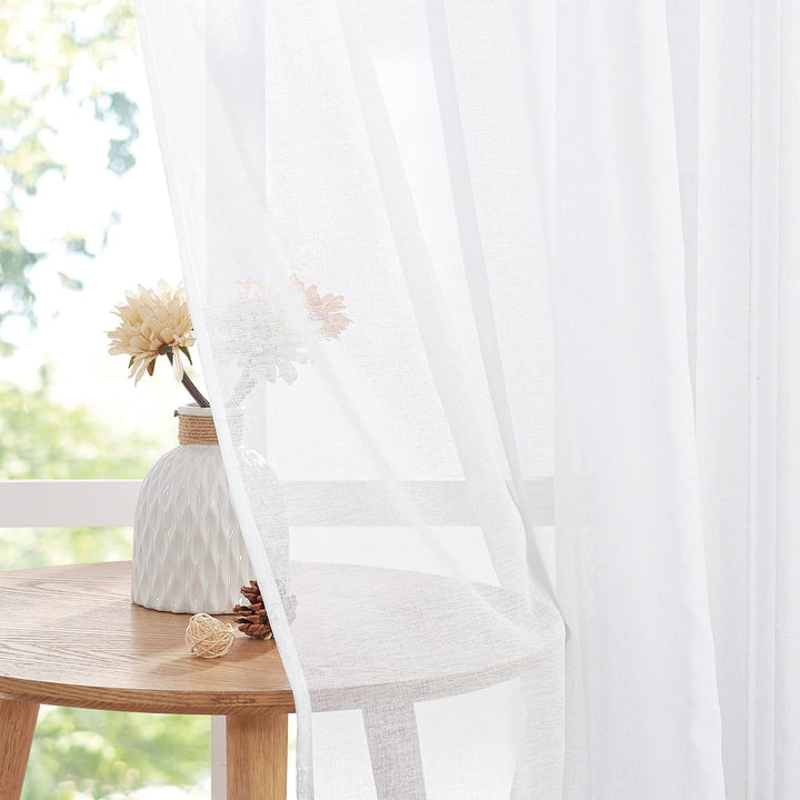PONY DANCE Outdoorgardinen Weiss Transparent 1 Stück Balkon Vorhang Wasserabweisend Leinenoptik Gard