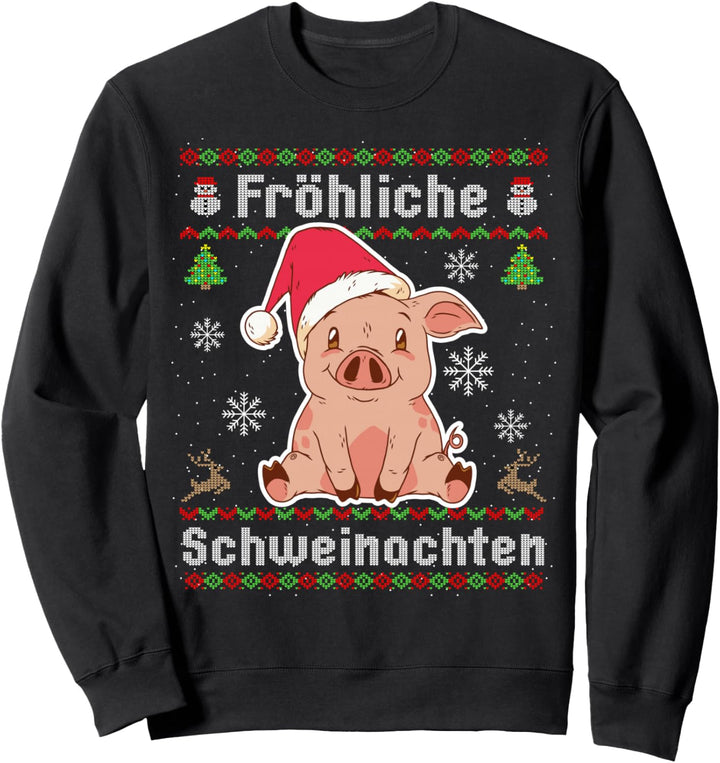 Frohe Schweinachten Weihnachten Ugly Christmas Schwein Sweatshirt