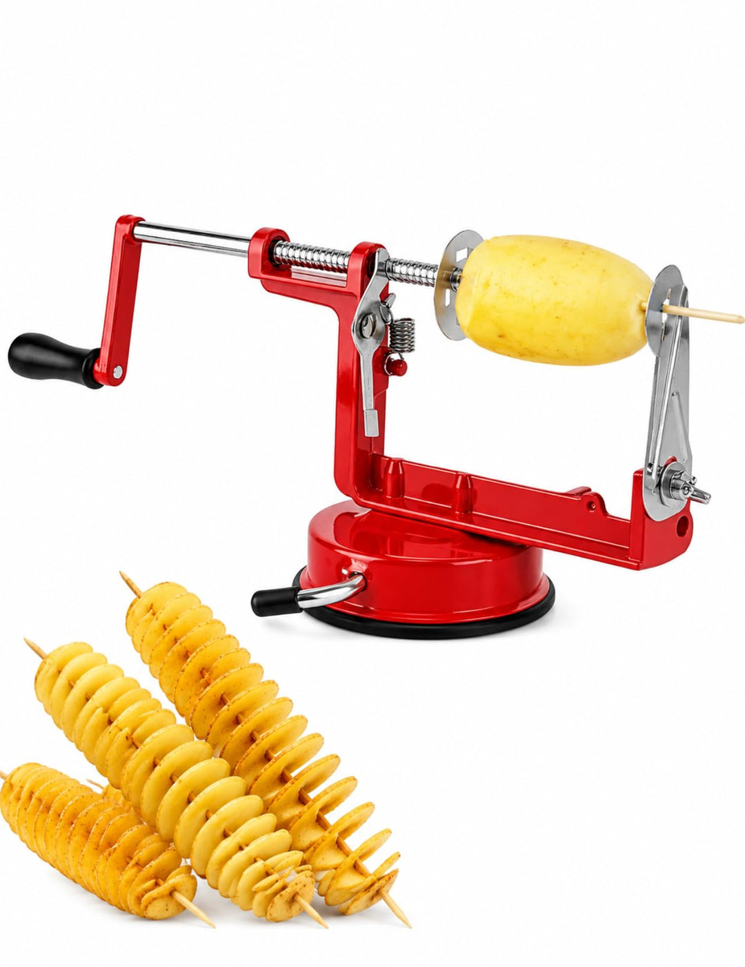 Kartoffelspiralschneider Edelstahl Manuell – Spiralschneider Kartoffel mit Saugnapf, Kartoffelschnei
