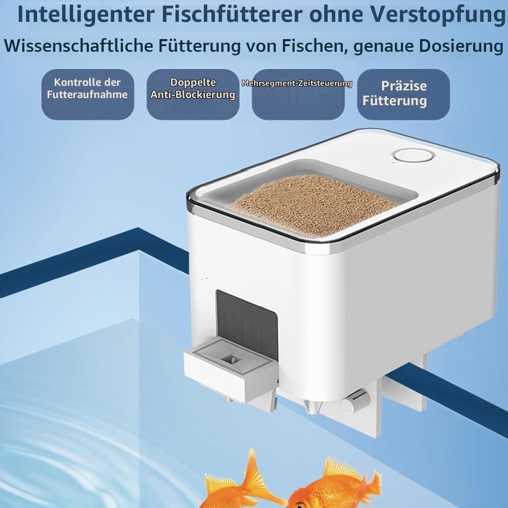 Weytoll Futterautomat für Aquarium, 100 ML WiFi APP Steuerung, Aquarium Feuchtigkeitsbeständig Futte