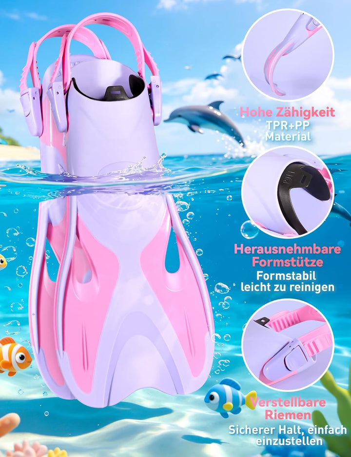 Supertrip Schnorchelset Kinder mit Flossen 6-14 Jahren | 4 in 1 Schnorchelset 180° Panorama HD Tauch