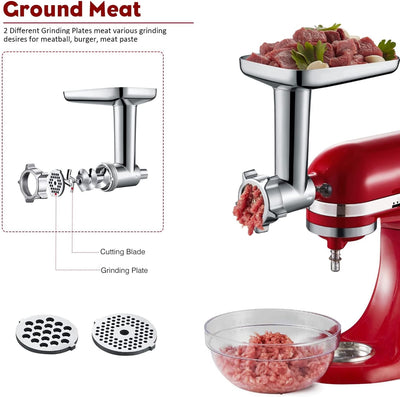 COFUN Fleischwolf Aufsatz für Kitchenaid Zubehör, als Kitchen Aid Zubehör mit 4 Mahlscheibe 3 Wurstf