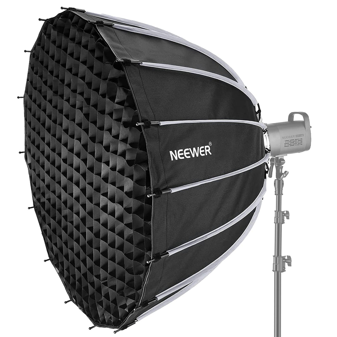 NEEWER 47,2Zoll/120cm Parabolic Softbox Quick Setup Quick Folding, mit Diffusoren/Wabengitter/Tasche
