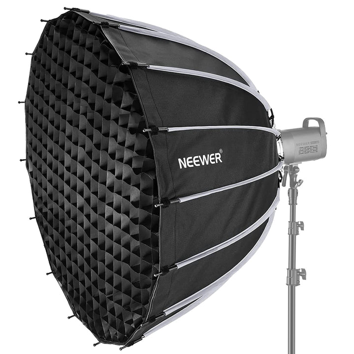 NEEWER 47,2Zoll/120cm Parabolic Softbox Quick Setup Quick Folding, mit Diffusoren/Wabengitter/Tasche