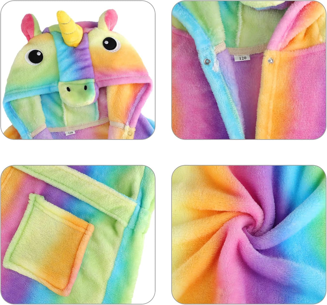 KAKU NANU Bademantel Kinder Mädchen Einhorn 4-11 Jahre Flauschig Warm Plüsch Bademantel Kuschelig Mo