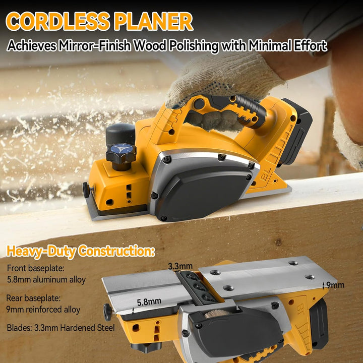 Akku-Handhobel für Dewalt 18 V 20 V Akku, 15000 U/min bürstenloser elektrischer Holzhobel, 82 mm Sch