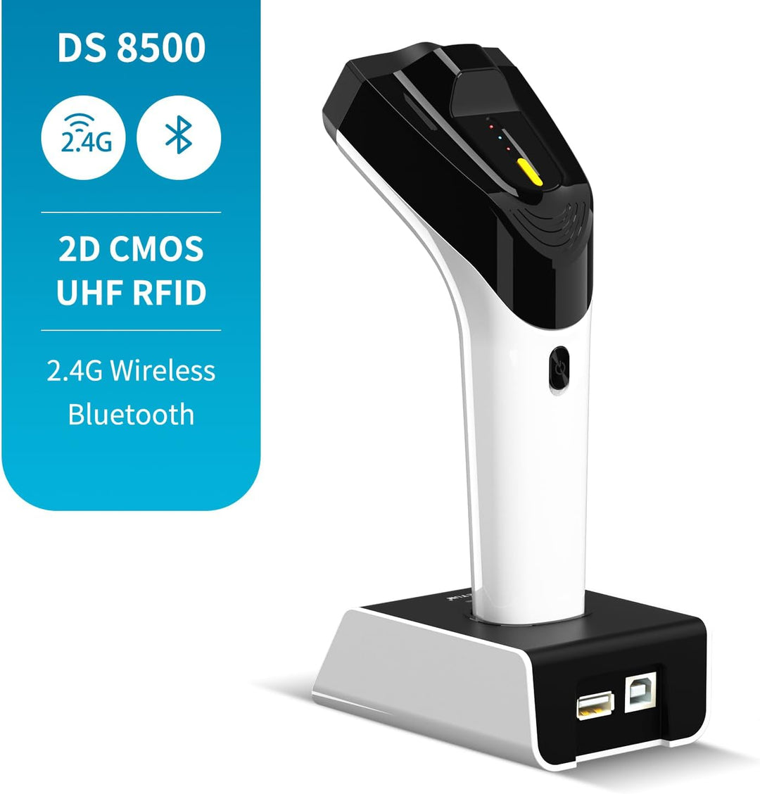 NETUM Wireless Hybrid RFID 2D-Barcode-Scanner, UHF-RFID-Tags-Leser und 1D/2D-QR-Barcode-Scan, Verbin