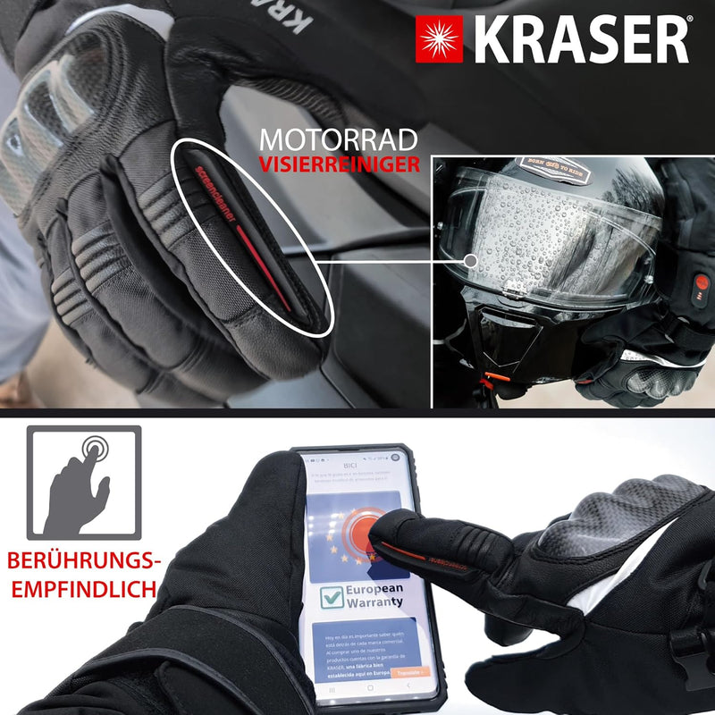 KRASER KRGS28-XL Beheizte Handschuhe für Motorrad Ski Snow, Elektrisch Thermal 2200mAh Lithium 7,4 V