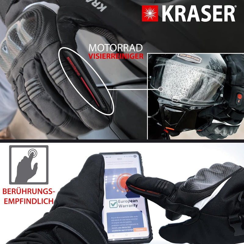KRASER KRGS28-XXL Beheizte Handschuhe für Motorrad Ski Snow, Elektrisch Thermal 2200mAh Lithium 7,4