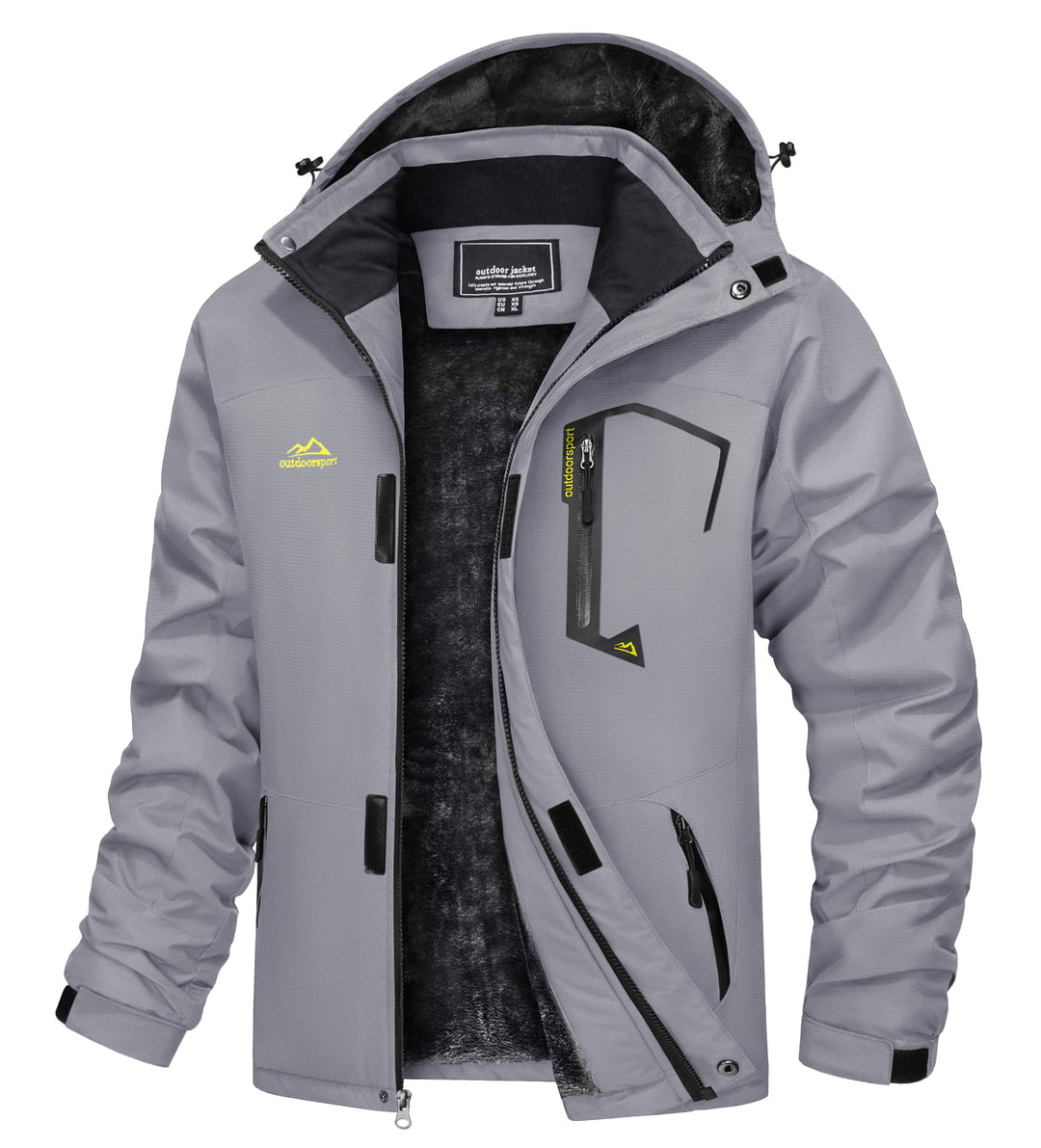 TACVASEN Herren Winter Wasserdichte Winddichte Winterjacke Warme Fleece-Futter Ski Regenmantel mit K